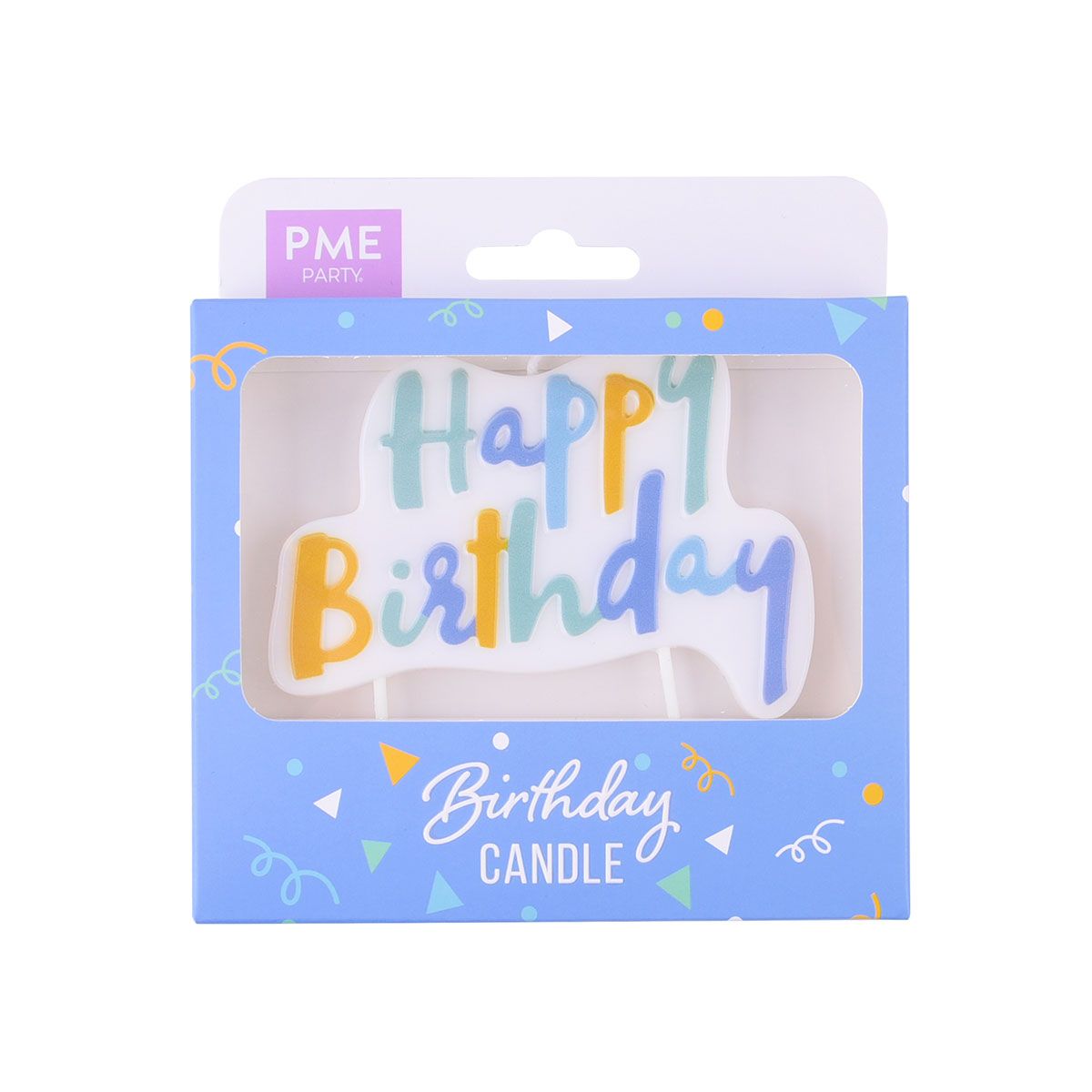 PME Tårtljus Pastell Blå - Happy Birthday