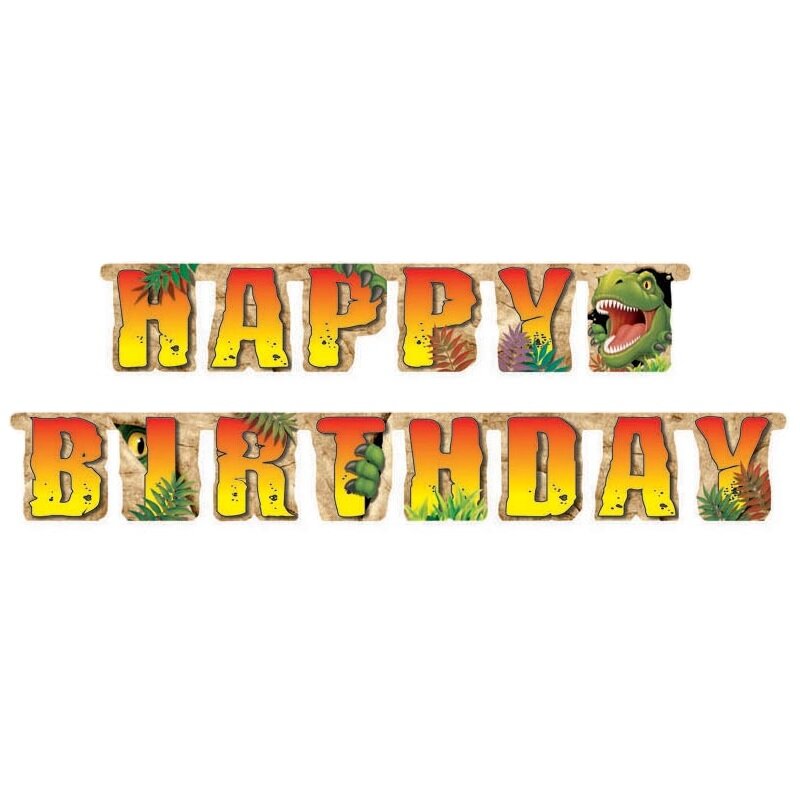 Dinosaurieäventyr - Girlang Happy Birthday