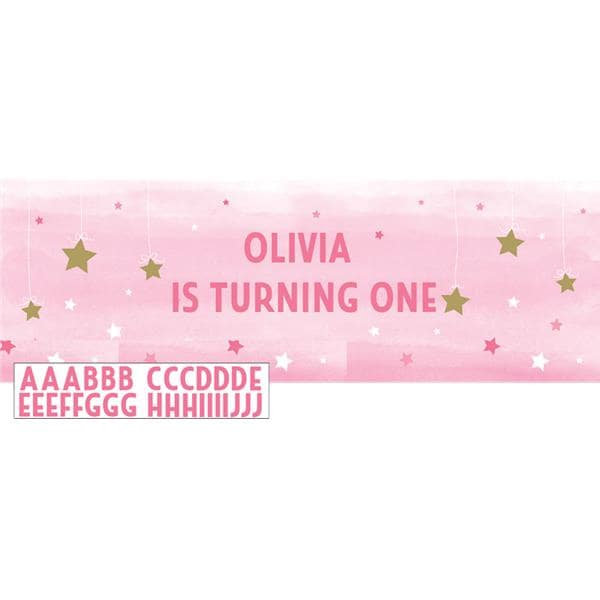 Twinkle Little Star Rosa - Banner med text