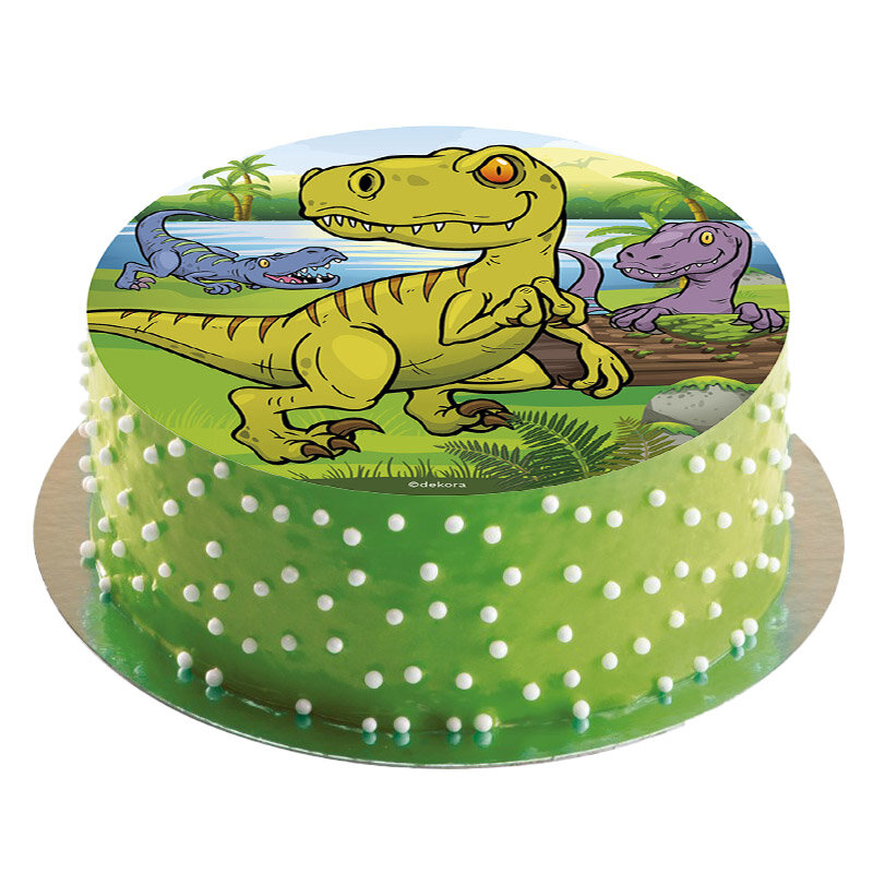 Tårtbild Dinosaurie, Sockerpasta 16 cm