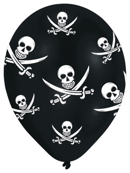 Ballonger Dödskallar Jolly Roger 6-pack