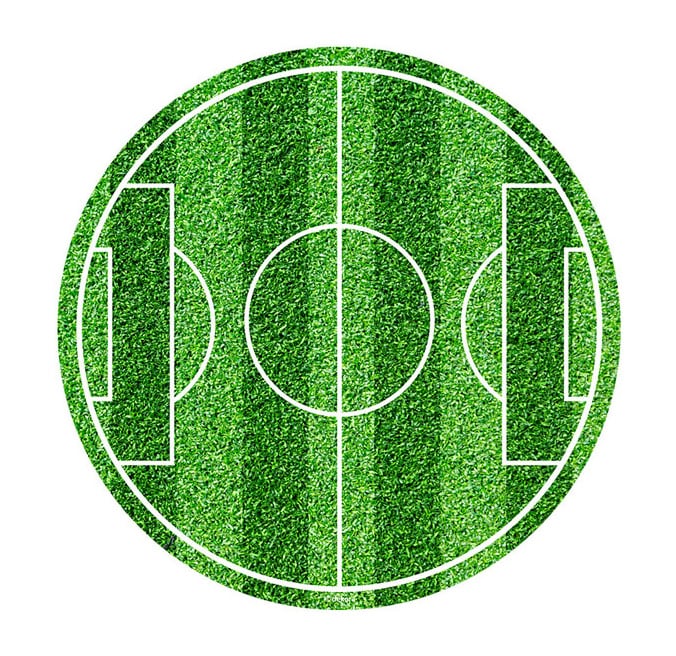 Tårtbild Fotbollsplan, Sockerpasta 16 cm (rund)