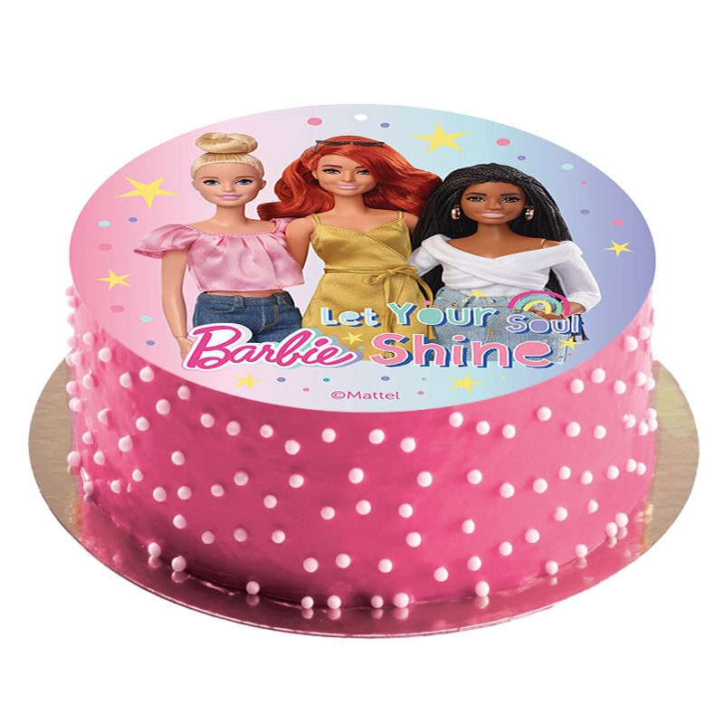 Tårtbild Barbie, Sockerpasta 20 cm