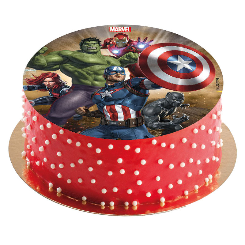 Tårtbild Avengers - Sockerfri sockerpasta 16 cm
