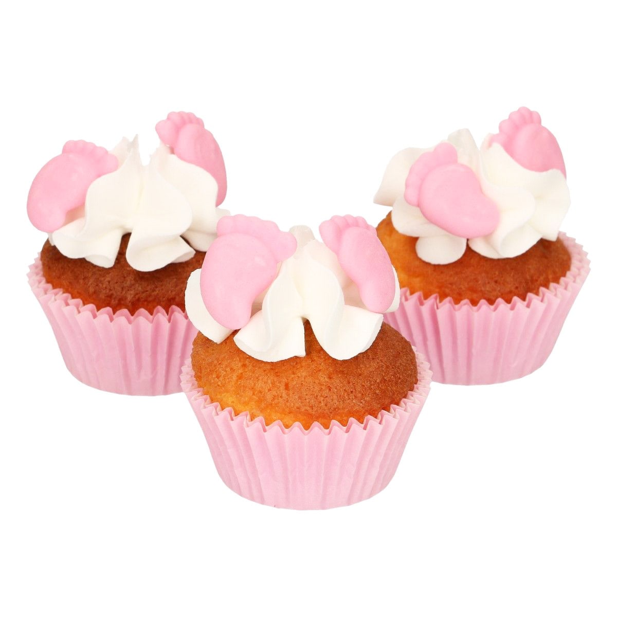 FunCakes - Sockerdekorationer Baby Feet Rosa 16-pack