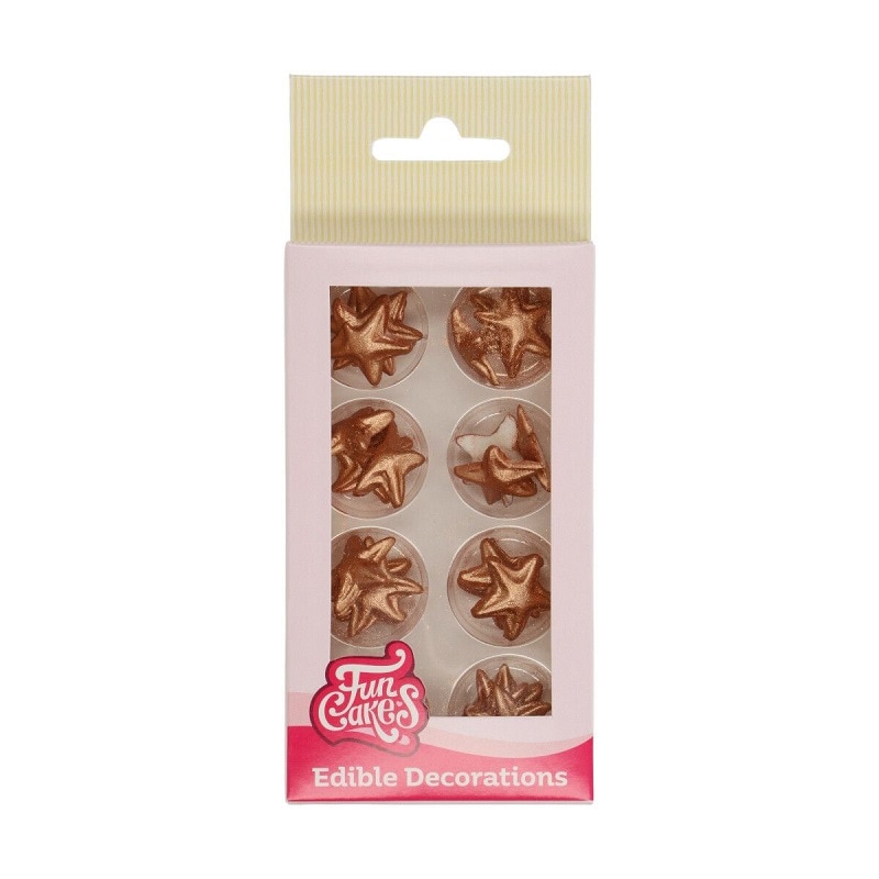 FunCakes - Sockerdekorationer Stjärnor brons 24-pack