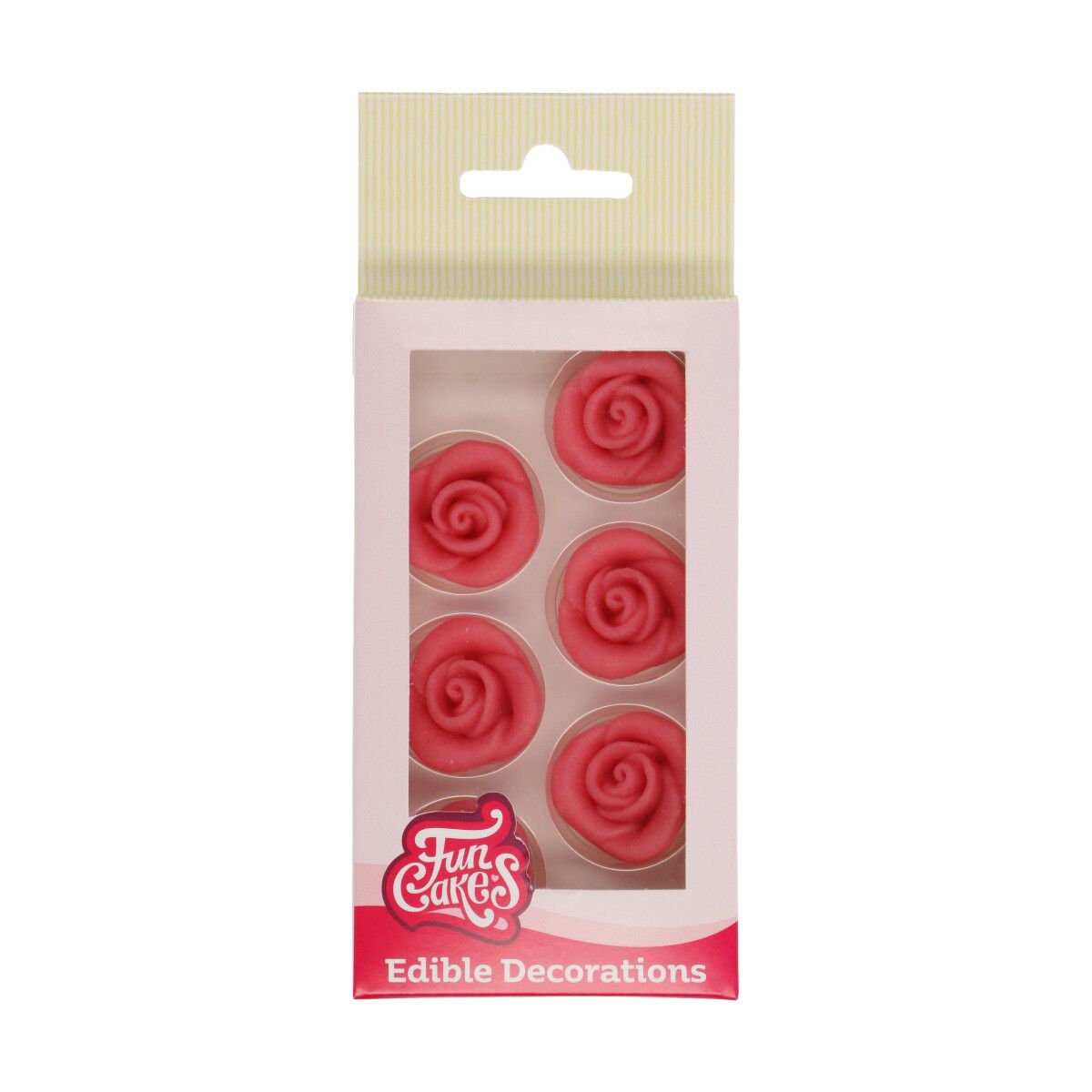 FunCakes Marsipan - Dekorations rosor rosa 6-pack