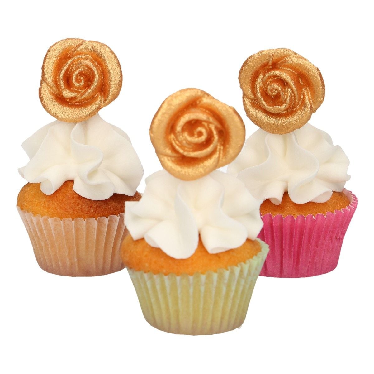 FunCakes - Marsipan Dekorations rosor guld 6-pack