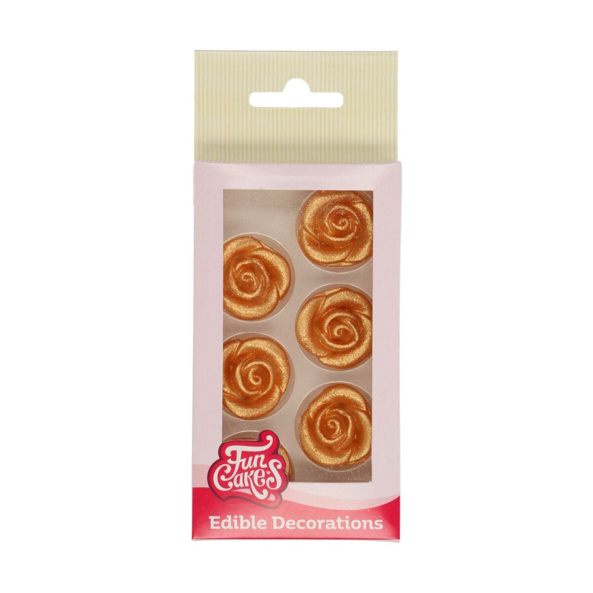 FunCakes - Marsipan Dekorations rosor guld 6-pack