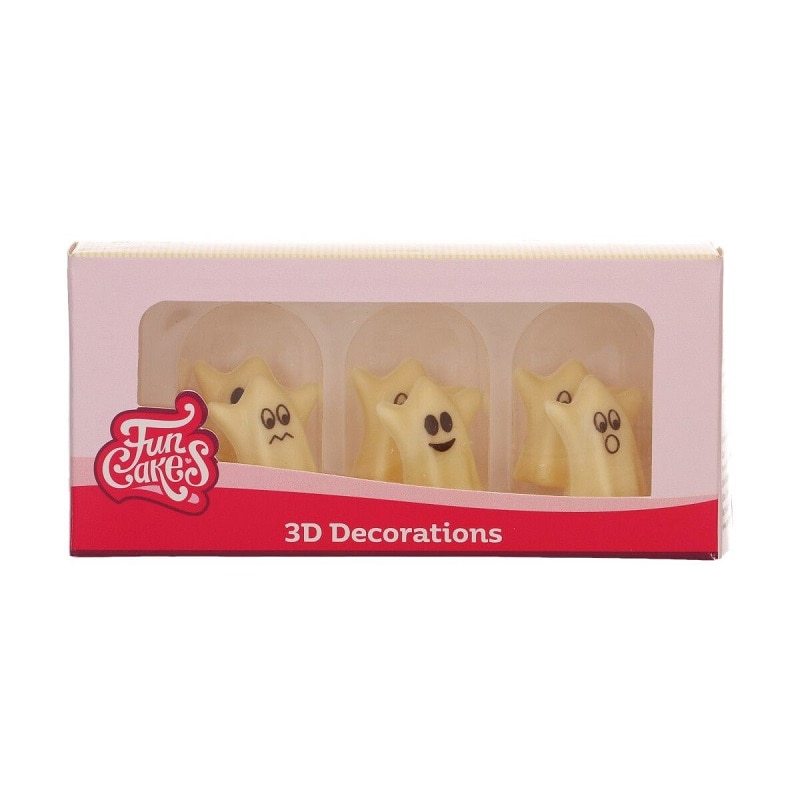 FunCakes - Choklad dekorationer 3D spöken 6-pack
