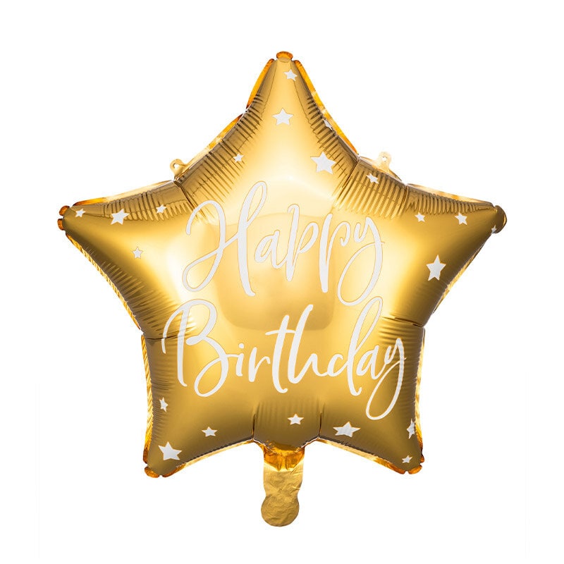 Folieballong Guld, Happy Birthday