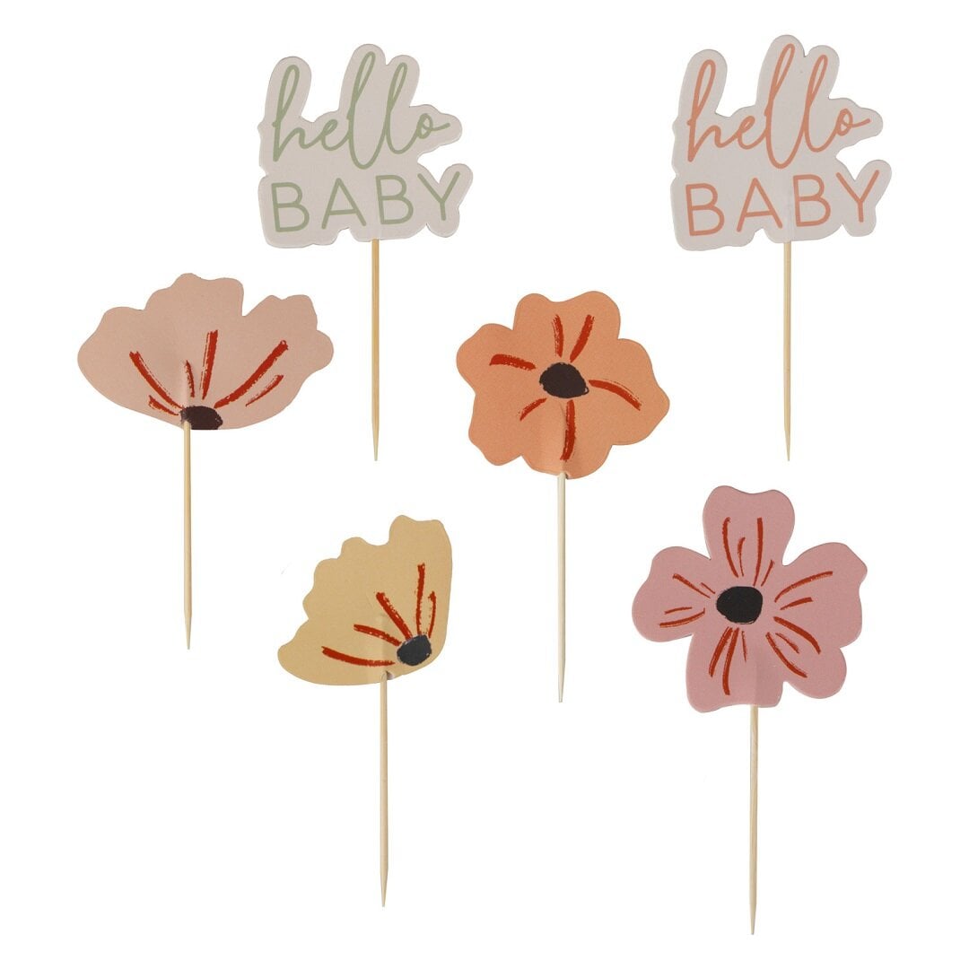 Floral Baby - Cupcake Toppers 12-pack