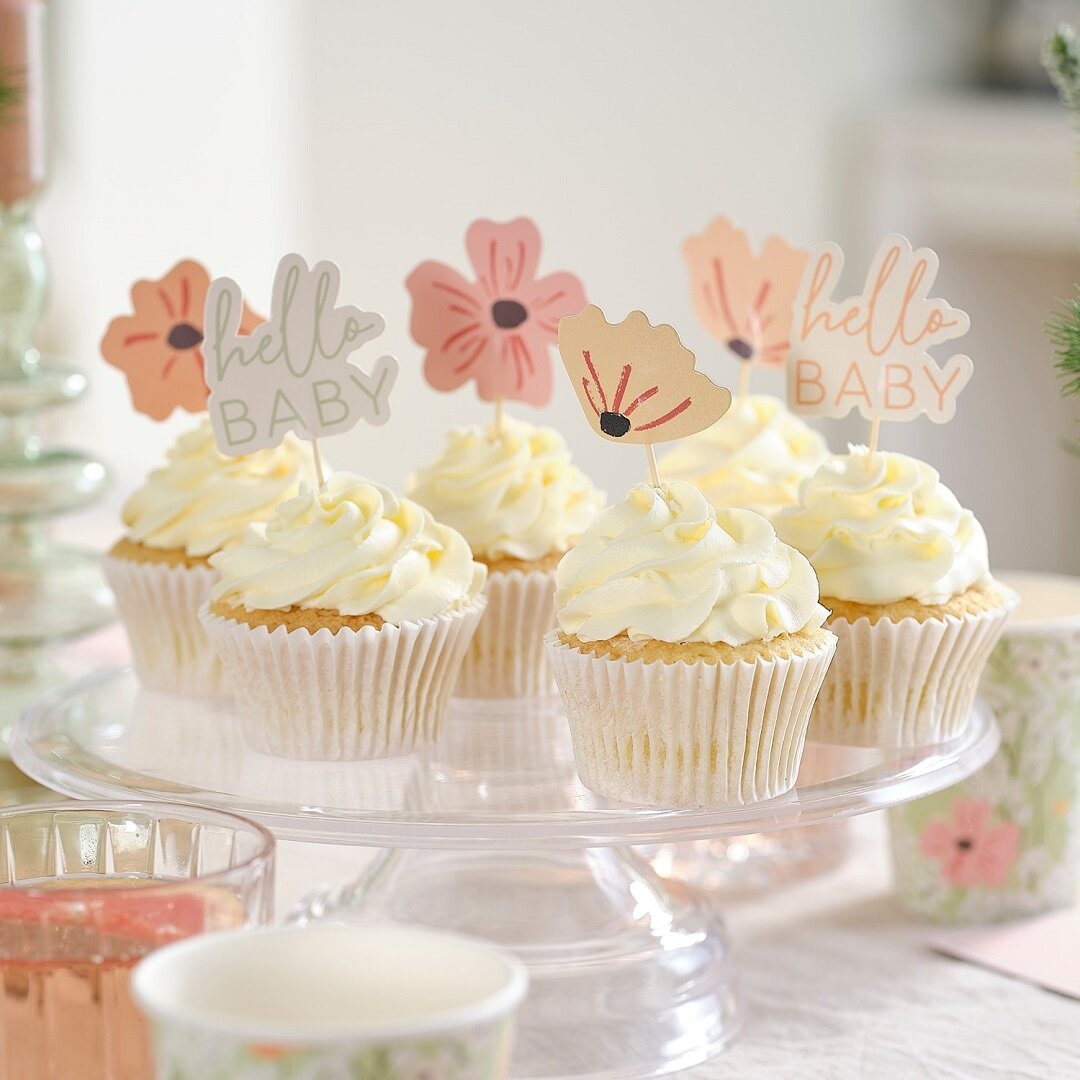 Floral Baby - Cupcake Toppers 12-pack
