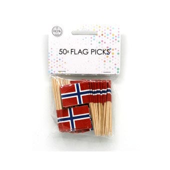 Cake Toppers - Flaggor Norge 50-pack
