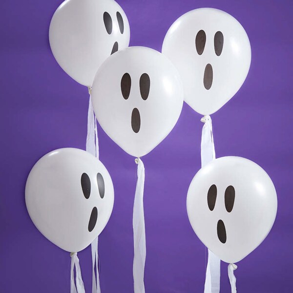 Creep It Real - Ballonger Ghost med streamers 10-pack