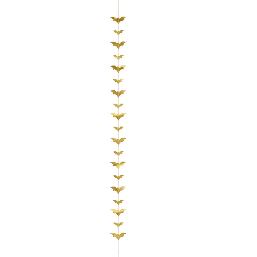 Halloweendekoration - Hängande Fladdermöss i guld 150 cm