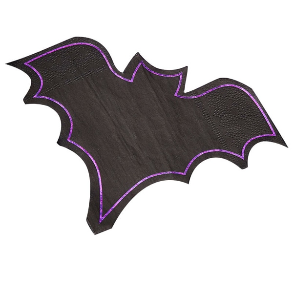 Servetter Bats med lila dekorkant av folie 16-pack