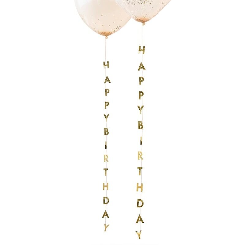 Ballongsvans Happy Birthday - Guld