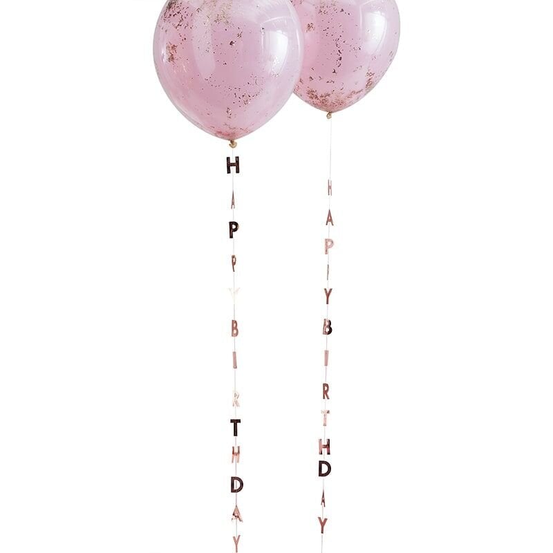 Ballongsvans Happy Birthday - Roséguld 