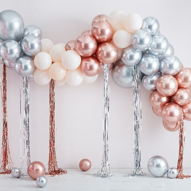 DIY Ballongbåge - Krom mix med streamers