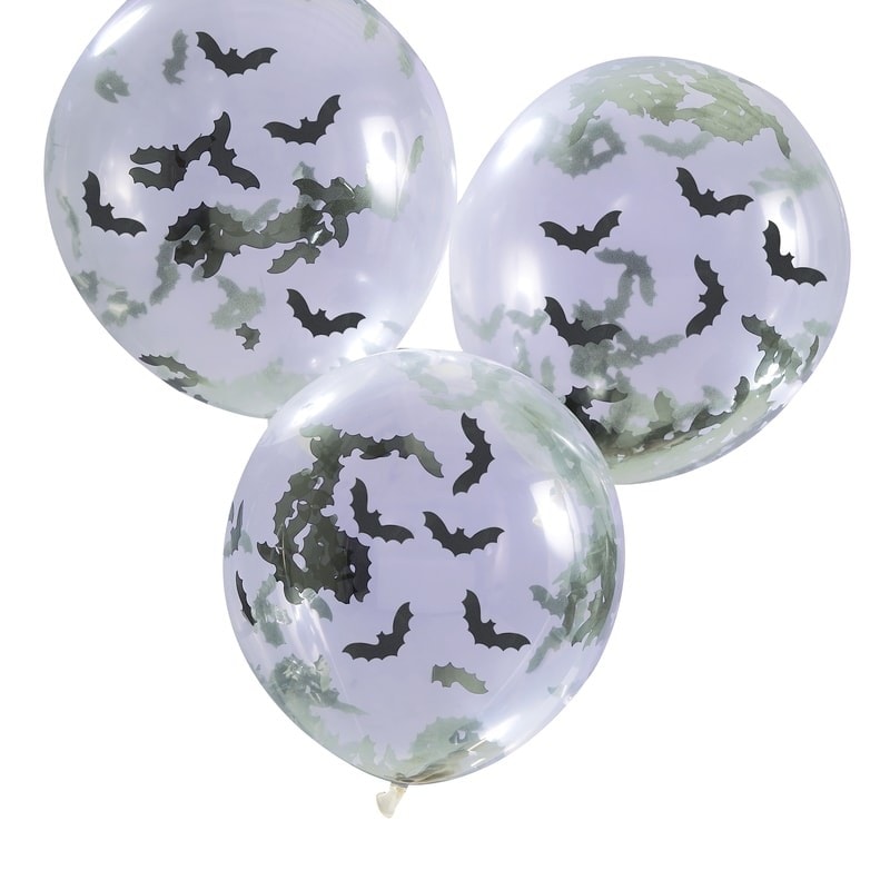 Ballonger med fladdermuskonfetti 5-pack