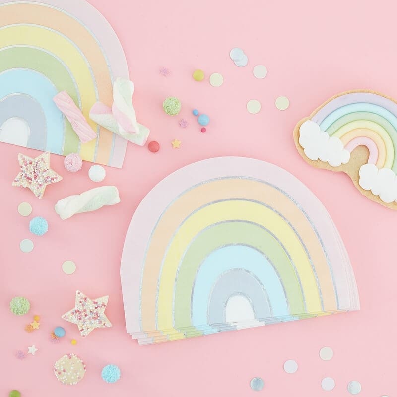Pastell - Regnbågsformade servetter 16-pack