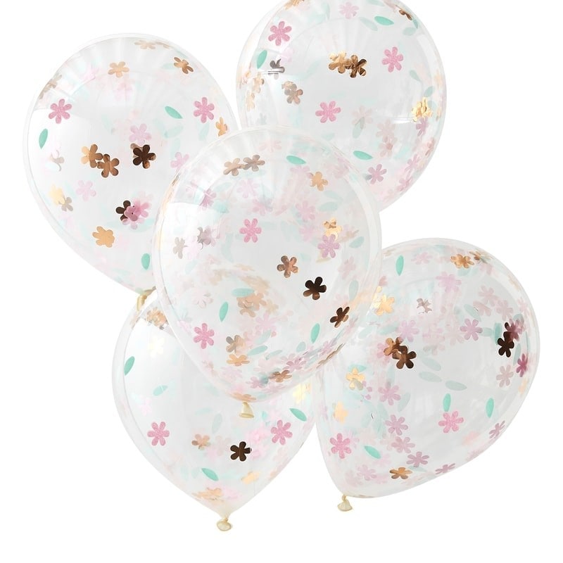 Ballonger med blomformad konfetti 5-pack
