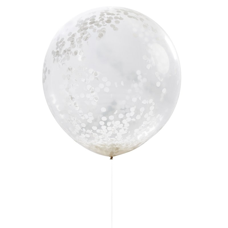 Jätteballong med vit konfetti 3-pack