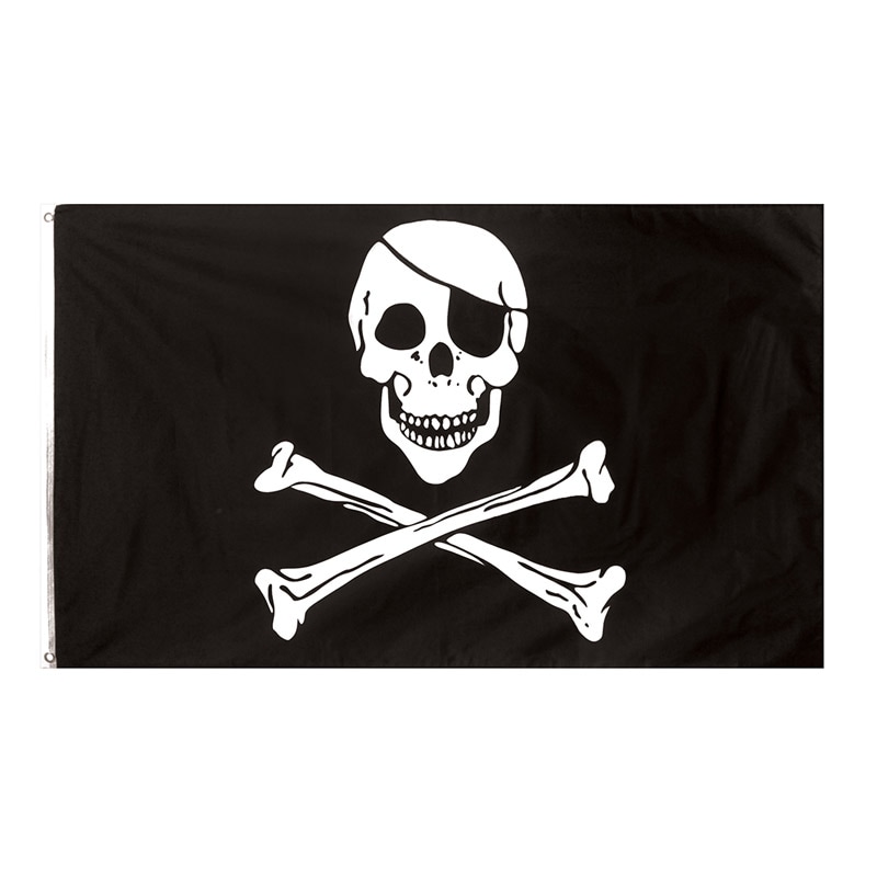 Piratflagga i tyg, Jolly Roger 90 x 150 cm