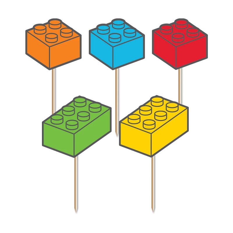 Cake Toppers - Byggklossar 10-pack