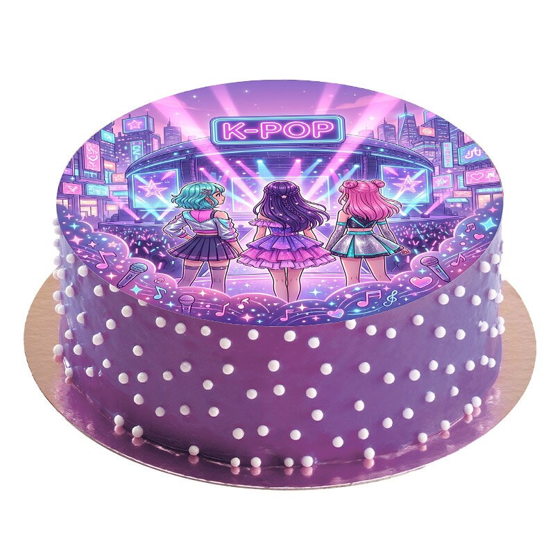 K-Pop Tårtbild Sockerpasta 20 cm