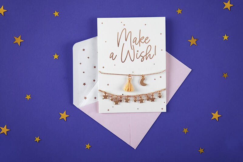 Kort och kuvert med armband - Make a wish!