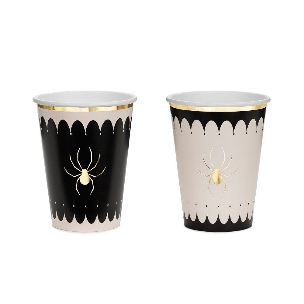 Halloweenmuggar med guldspindel 6-pack