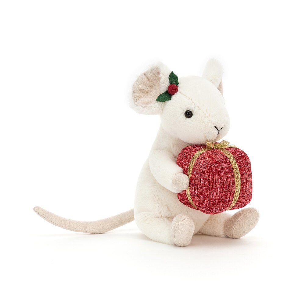 Jellycat - Merry Mouse med en present 18 cm