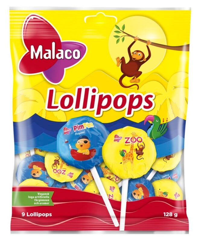 Malaco Mix av klubbor 128 gram