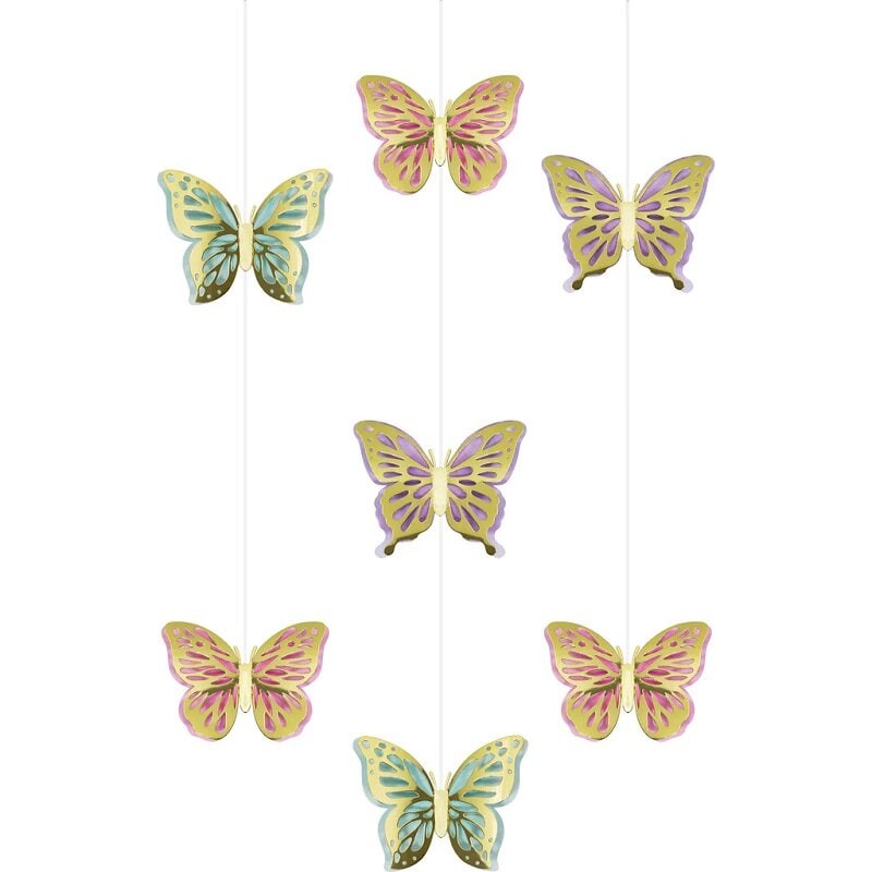 Skimrande Fjäril - Hängande dekorationer 3-pack