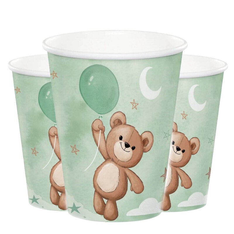 Teddybjörn Babyshower - Pappmuggar 8-pack