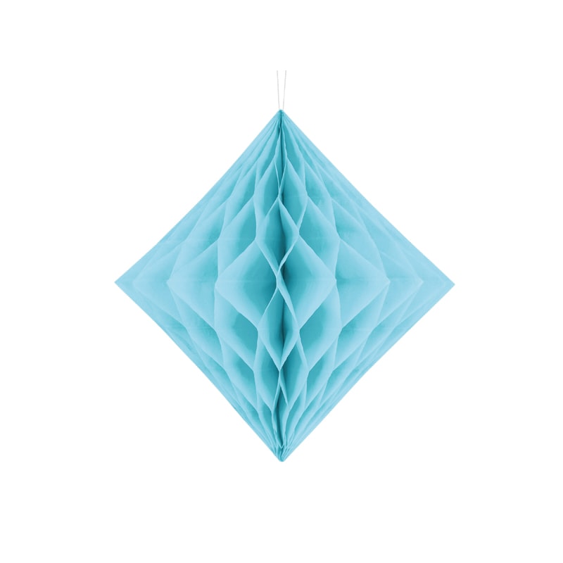 Ljusblå diamantformad dekoration i honeycomb 20-30 cm