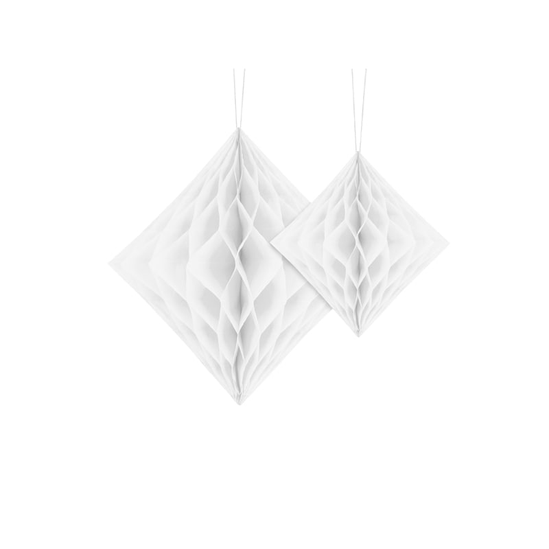 Vit diamantformad dekoration i honeycomb 20-30 cm
