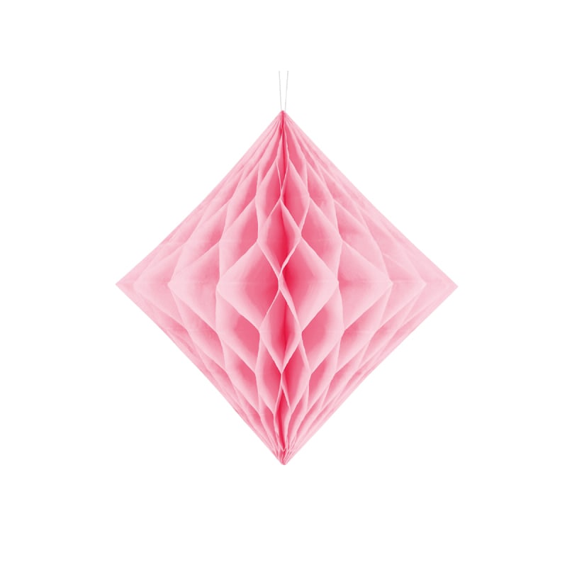 Ljusrosa diamantformad dekoration i honeycomb 20-30 cm