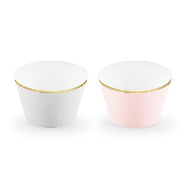 Cupcake Wrappers, Rosa & Grå med guldkant 6-pack