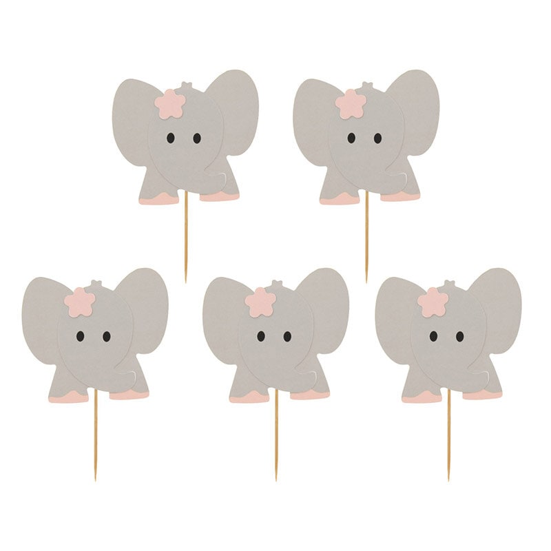 Cake Toppers - Rosa elefanter 10-pack