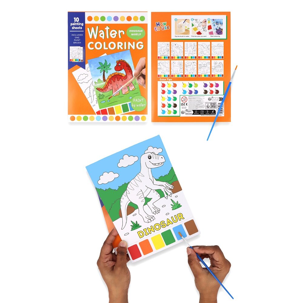 Dinosaurie målarbok med vattenfärger