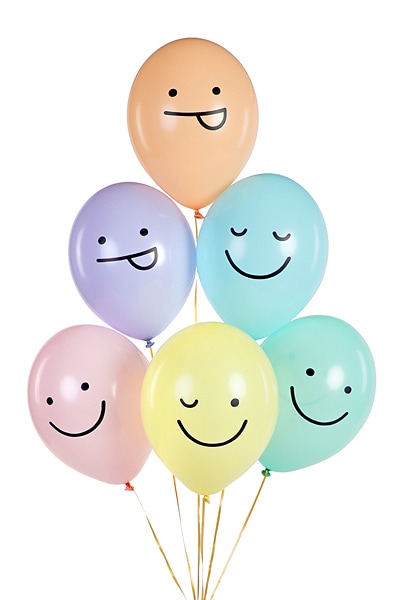 Ballonger Pastell, Smileyfaces 6-pack