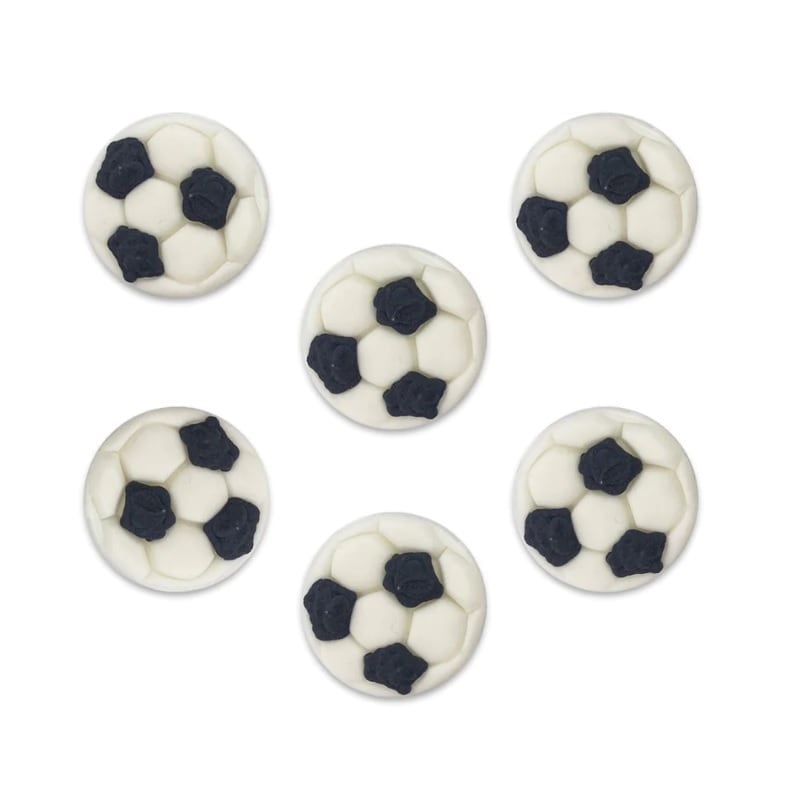 Sockerdekorationer - Fotbollar 6-pack