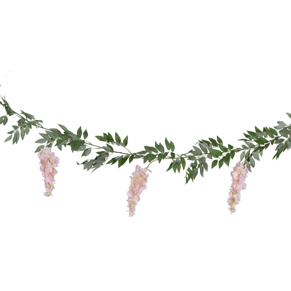 Blomstergirlang Ljusrosa & Grön Wisteria 180 cm