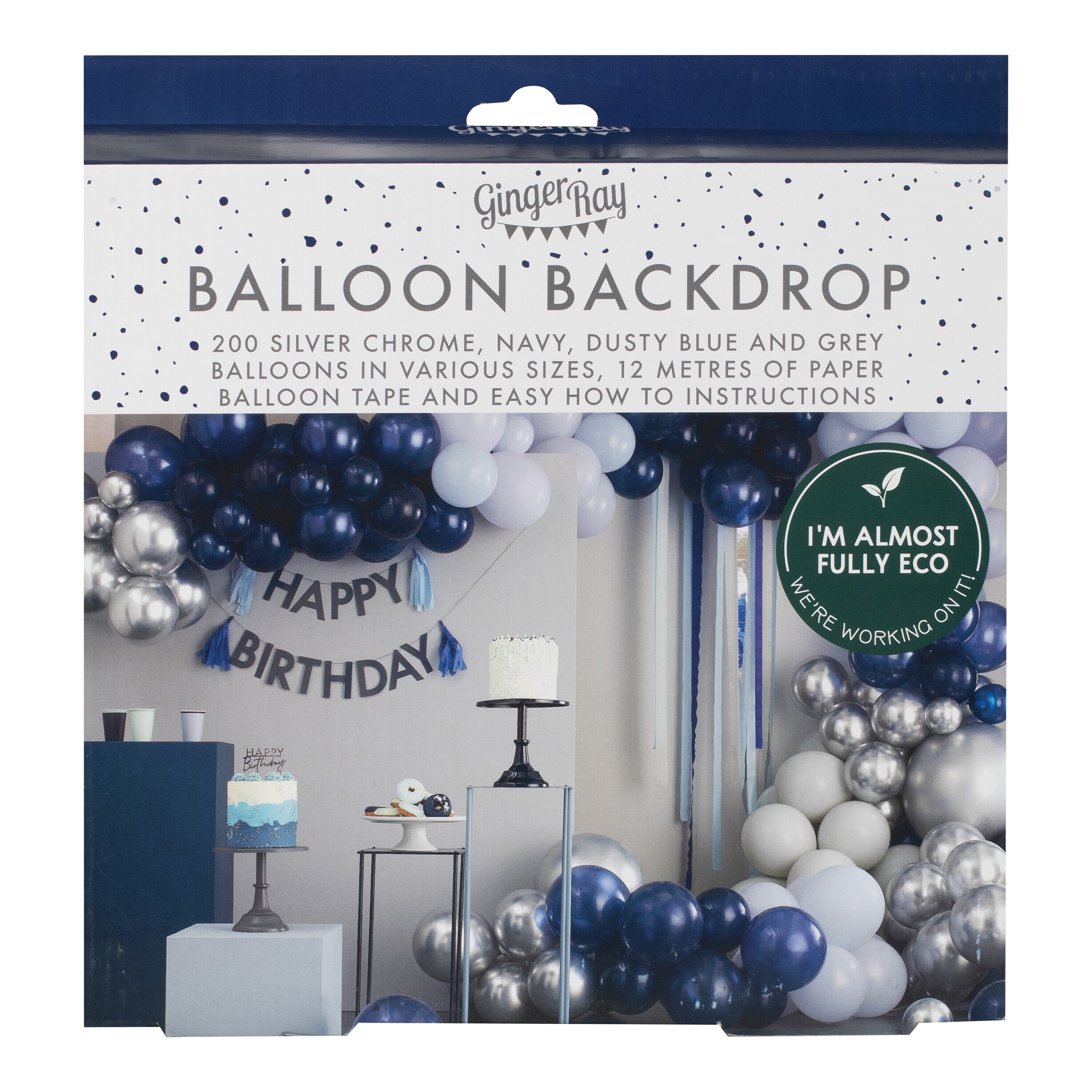 DIY Deluxe Ballongbåge - Silver, blå och mörkblå