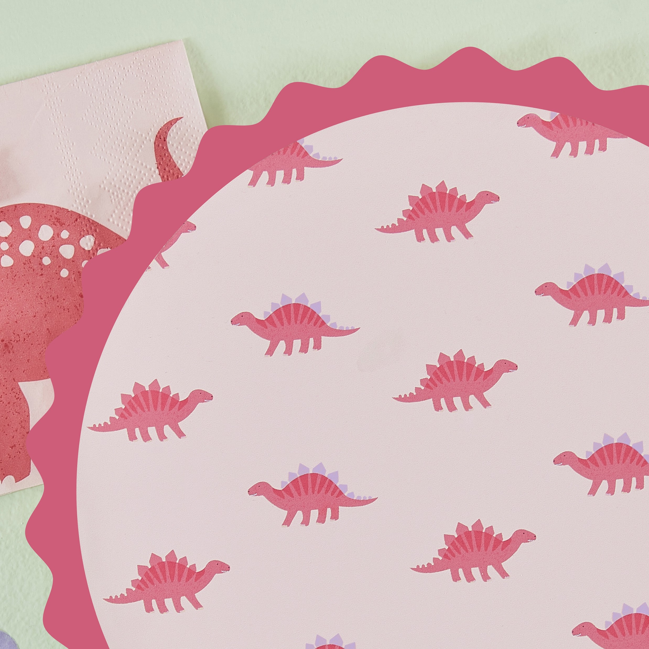 Dinosaur Roar Pink - Tallrikar 8-pack