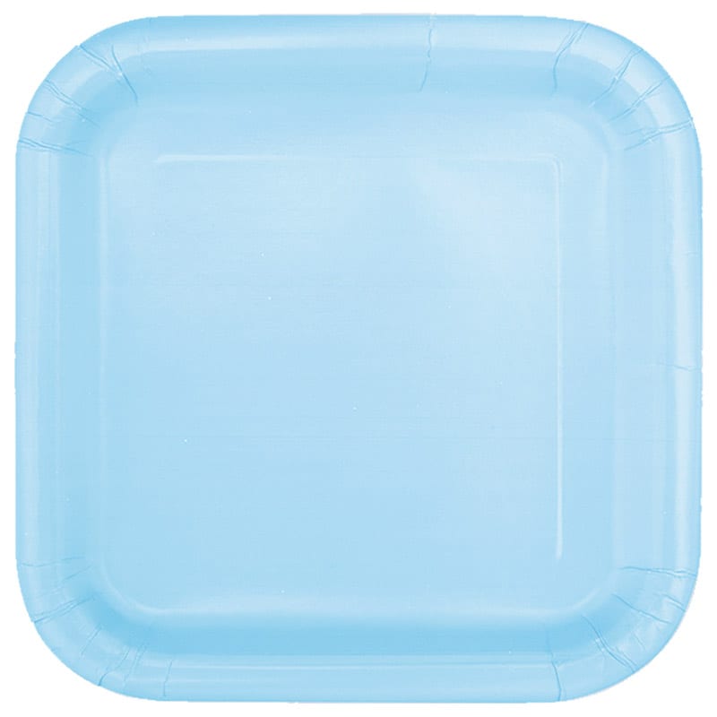 Papptallrikar Fyrkantiga 22 cm - Ljusblå 14-pack
