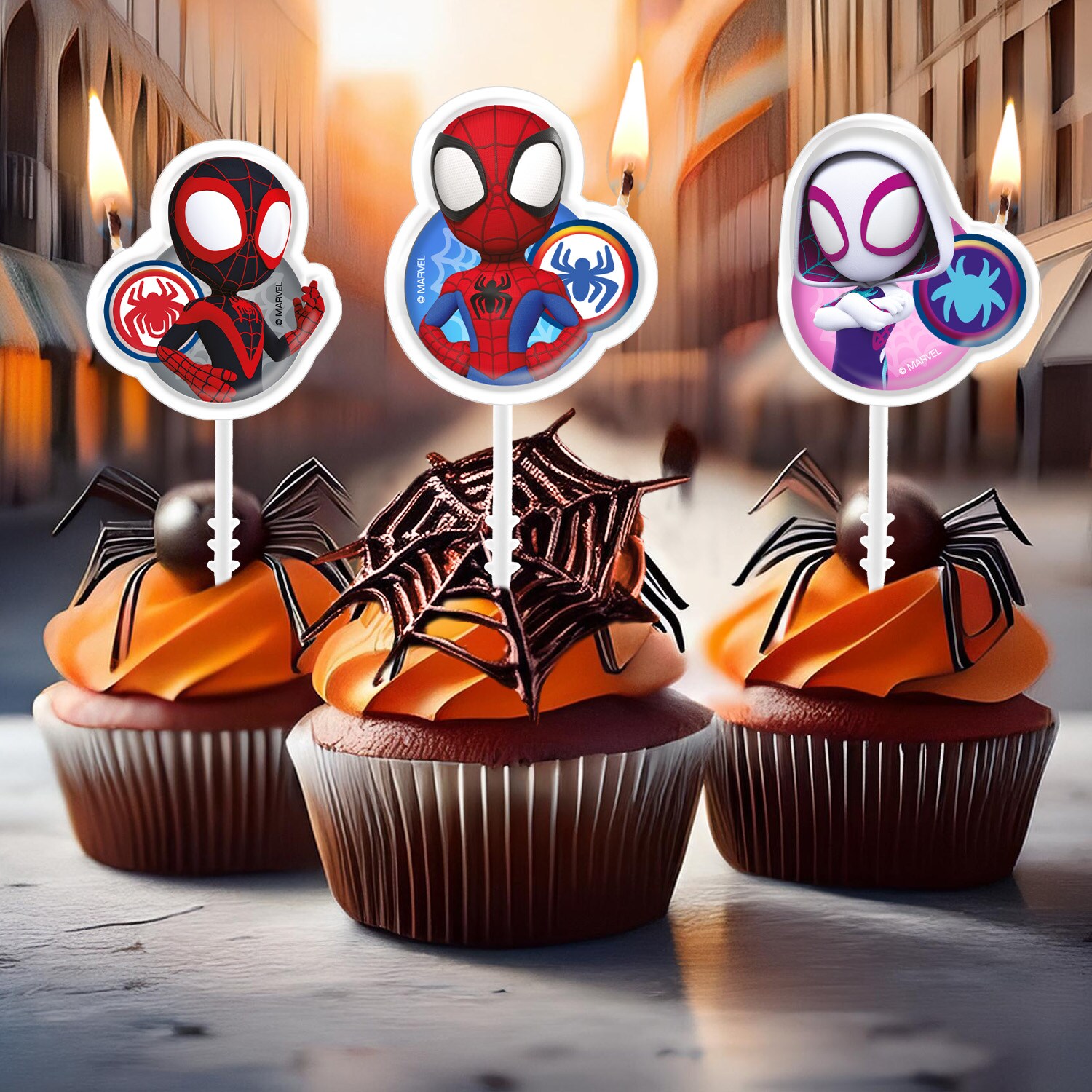 Spidey - Tårtljus Picks 4-pack